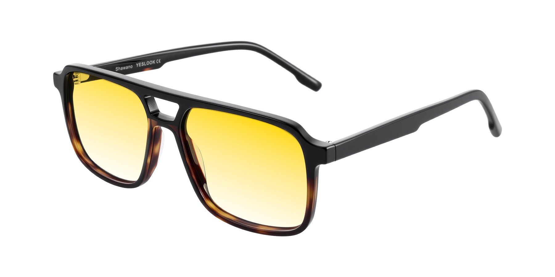 Angle of Shawano in Black/Tortoise with Yellow Gradient Lenses