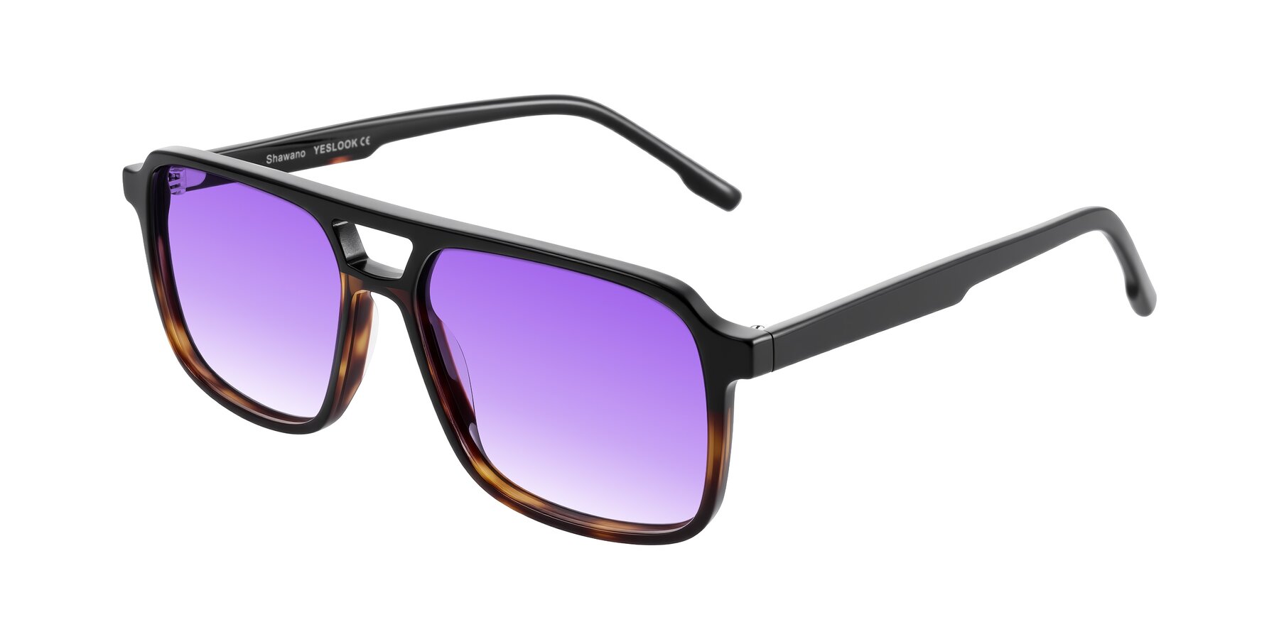 Angle of Shawano in Black/Tortoise with Purple Gradient Lenses