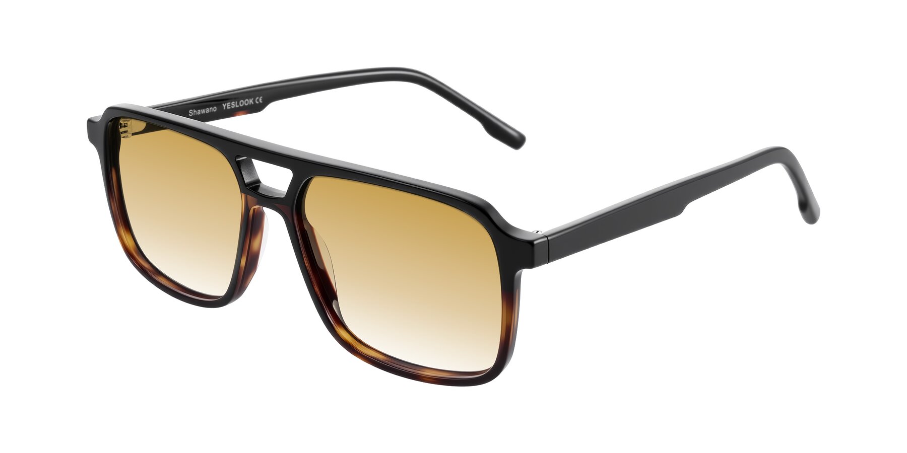Angle of Shawano in Black/Tortoise with Champagne Gradient Lenses