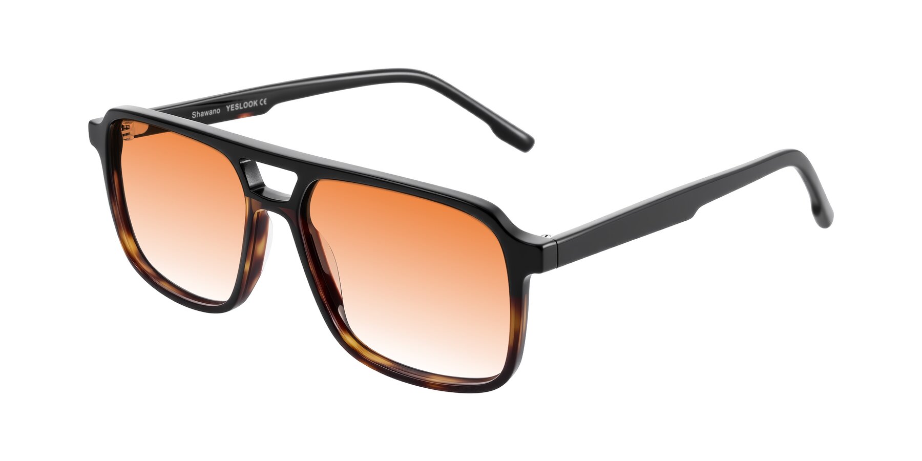 Angle of Shawano in Black/Tortoise with Orange Gradient Lenses