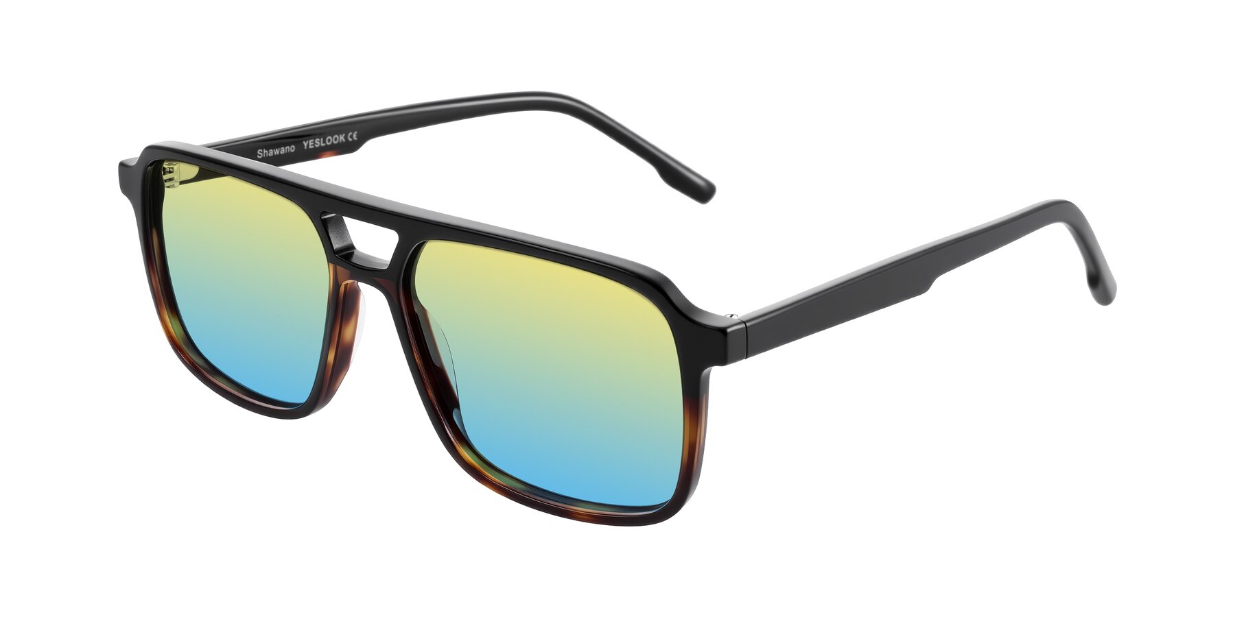Angle of Shawano in Black/Tortoise with Yellow / Blue Gradient Lenses