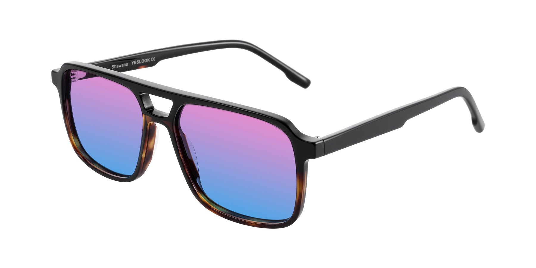 Angle of Shawano in Black/Tortoise with Pink / Blue Gradient Lenses