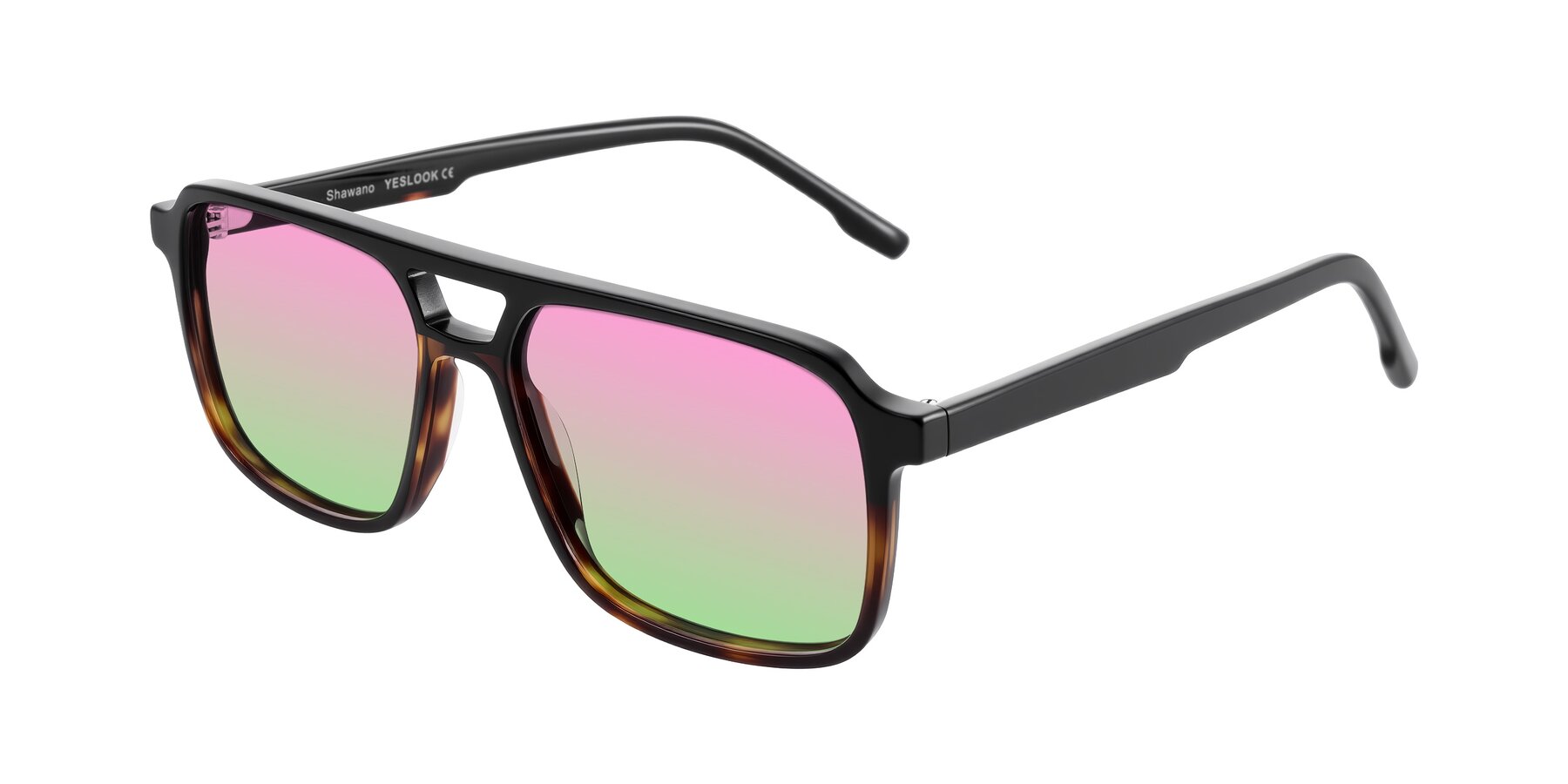 Angle of Shawano in Black/Tortoise with Pink / Green Gradient Lenses