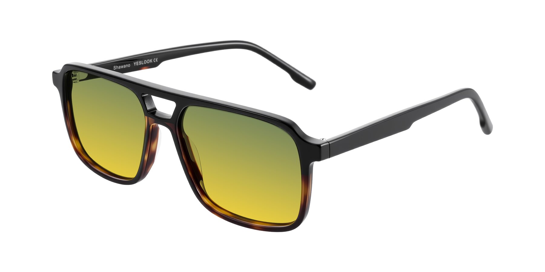 Angle of Shawano in Black/Tortoise with Green / Yellow Gradient Lenses