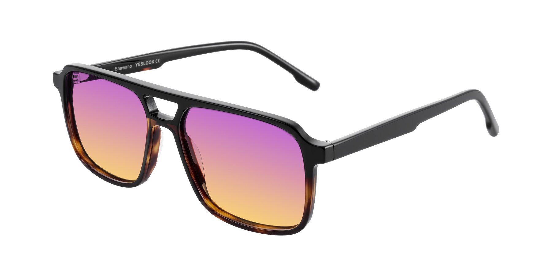 Angle of Shawano in Black/Tortoise with Purple / Yellow Gradient Lenses