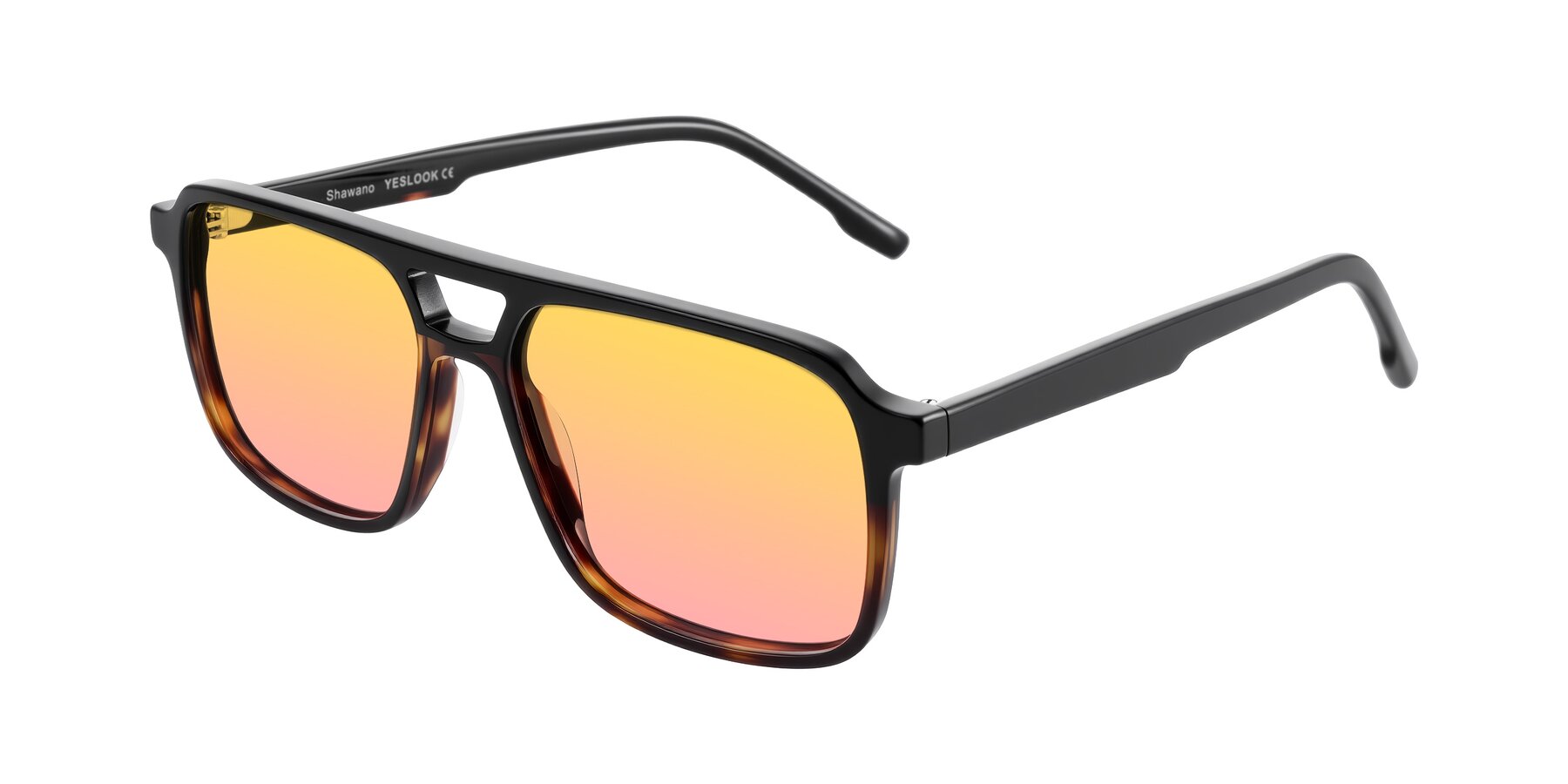 Angle of Shawano in Black/Tortoise with Yellow / Pink Gradient Lenses