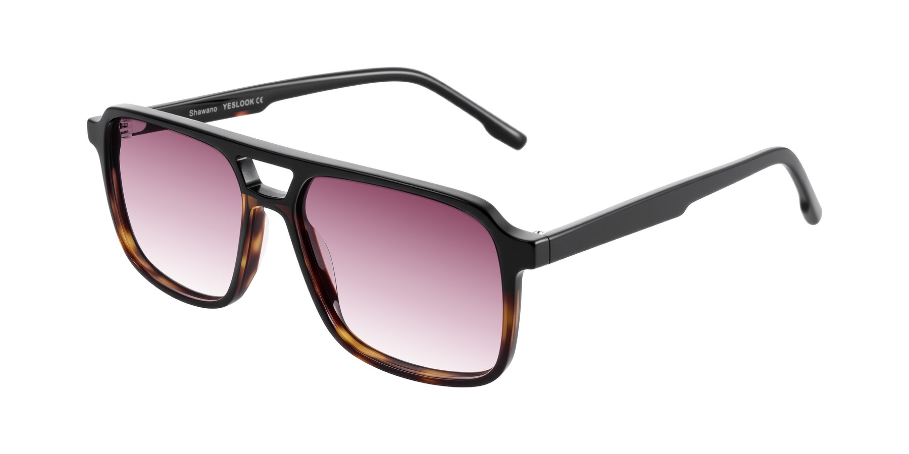 Angle of Shawano in Black/Tortoise with Wine Gradient Lenses
