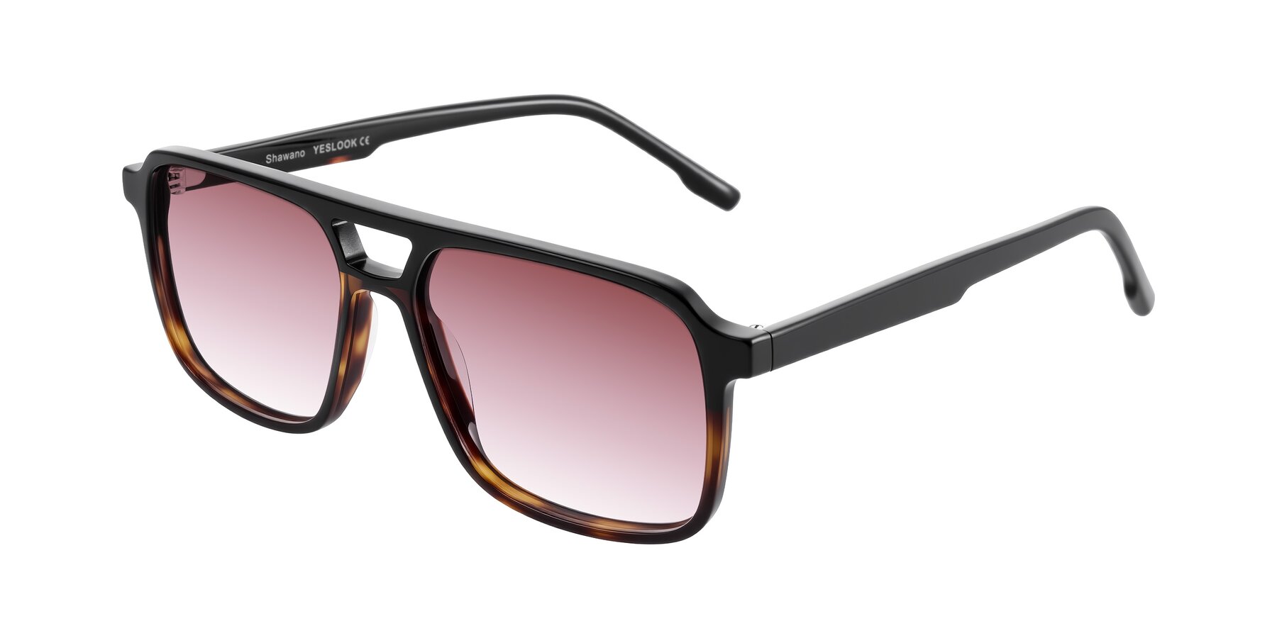Angle of Shawano in Black/Tortoise with Garnet Gradient Lenses