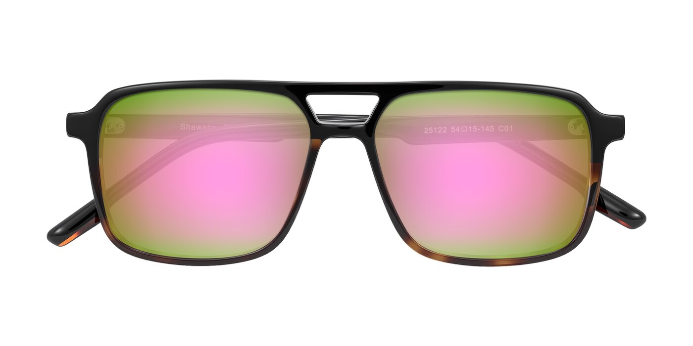 Shawano - Black/Tortoise Flash Mirrored Sunglasses