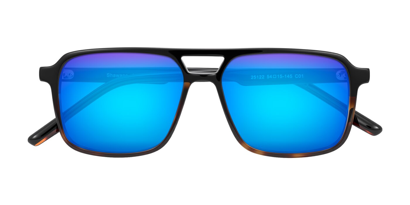 Shawano - Black/Tortoise Flash Mirrored Sunglasses