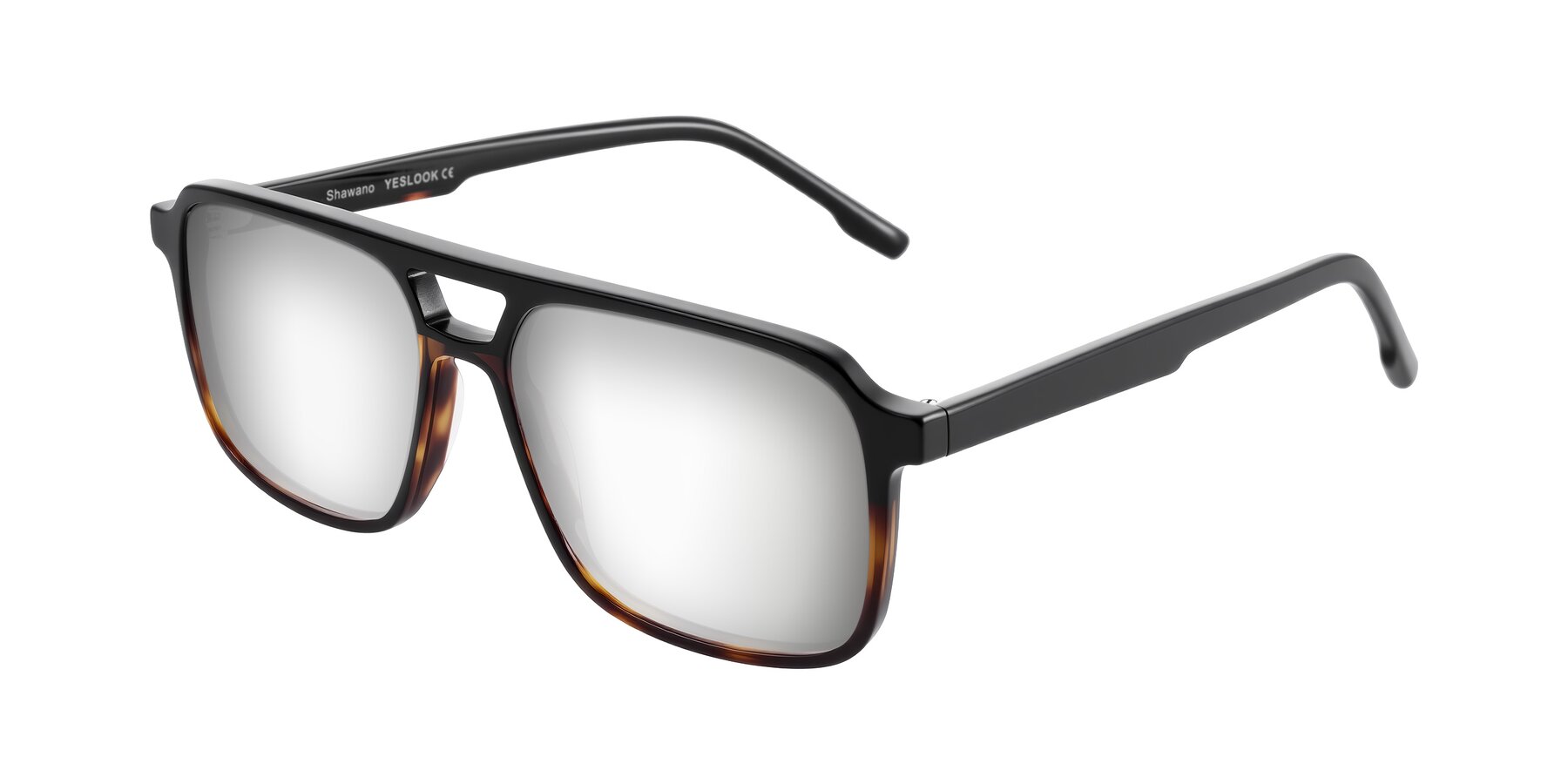Angle of Shawano in Black/Tortoise with Silver Mirrored Lenses