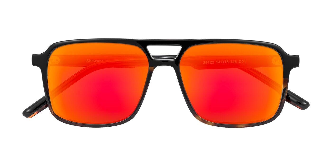 Shawano - Black/Tortoise Flash Mirrored Sunglasses