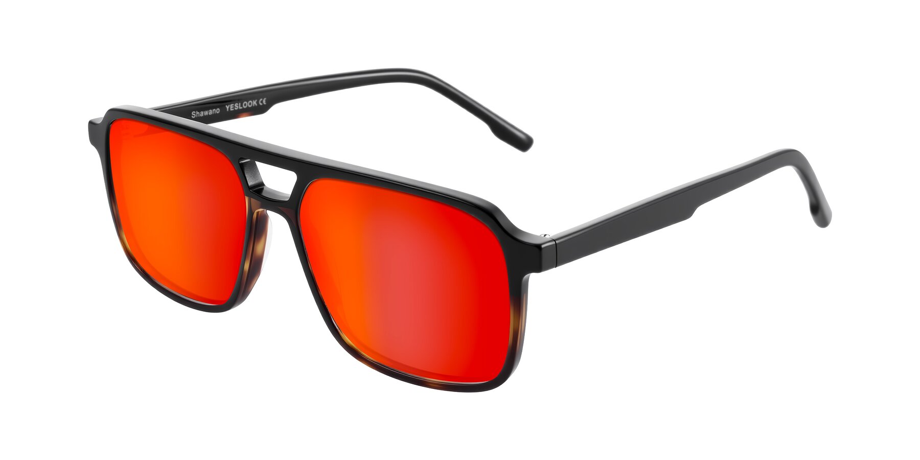 Angle of Shawano in Black/Tortoise with Red Gold Mirrored Lenses
