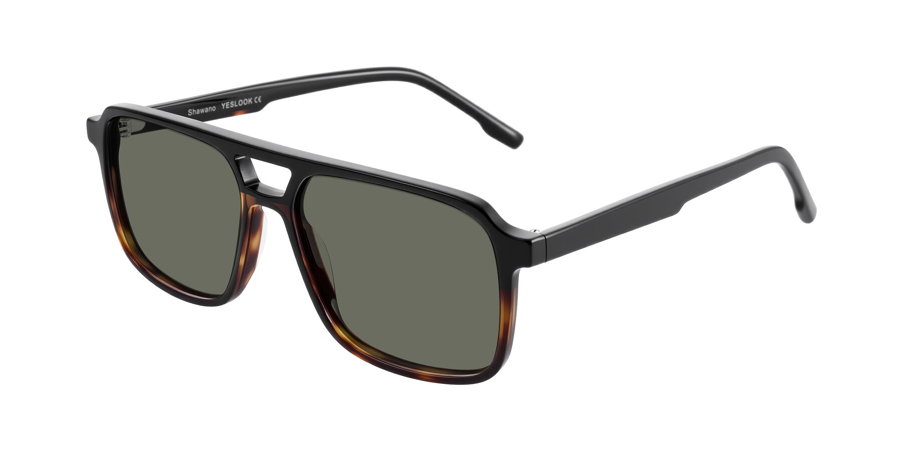 Angle of Shawano in Black/Tortoise with Gray Polarized Lenses