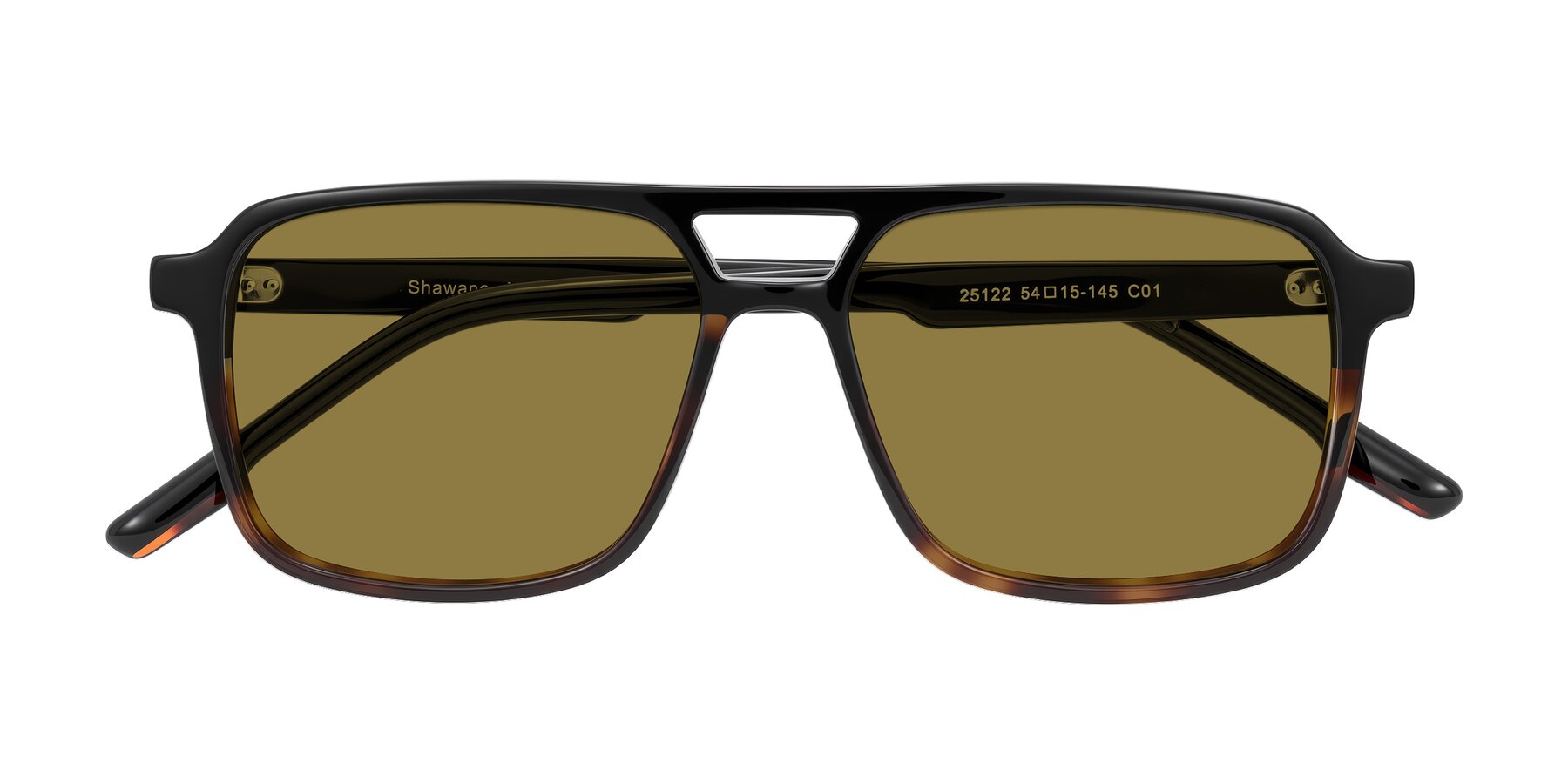 Folded Front of Shawano in Black/Tortoise with Brown Polarized Lenses