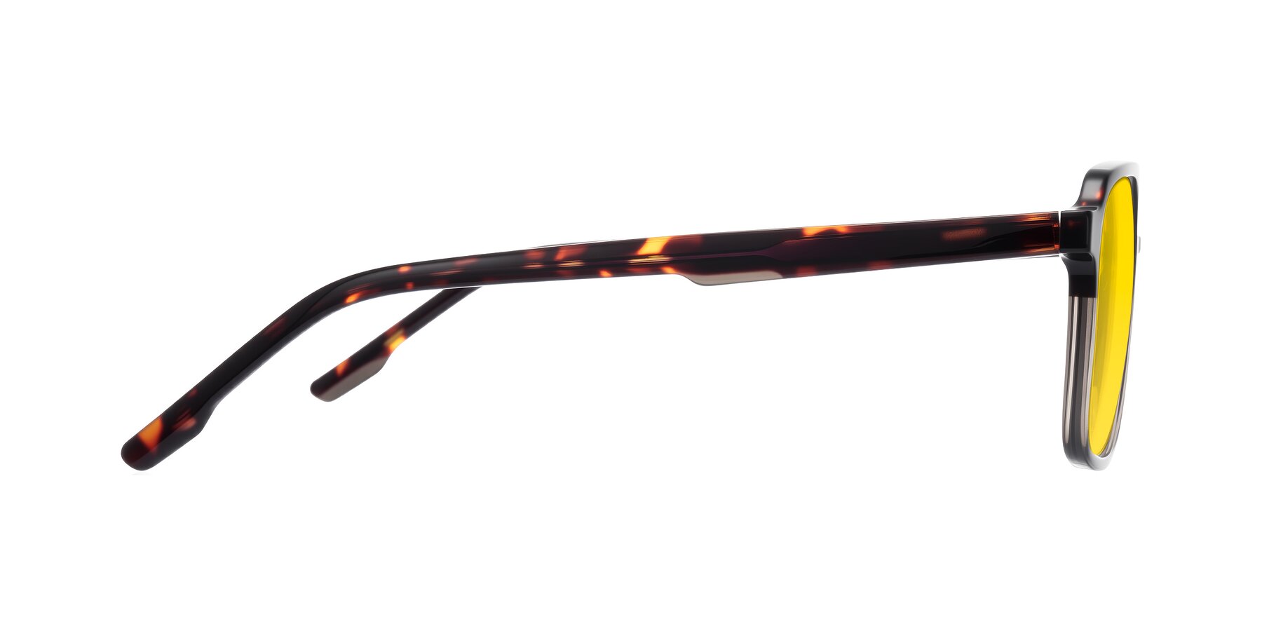 Side of Shawano in Tortoise/Transparent Gray with Yellow Tinted Lenses