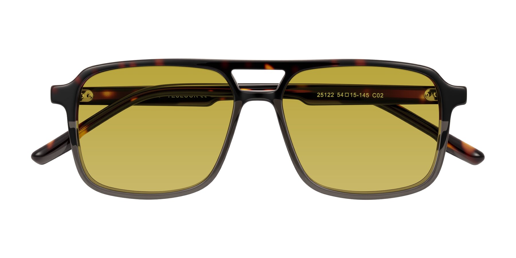 Folded Front of Shawano in Tortoise/Transparent Gray with Champagne Tinted Lenses