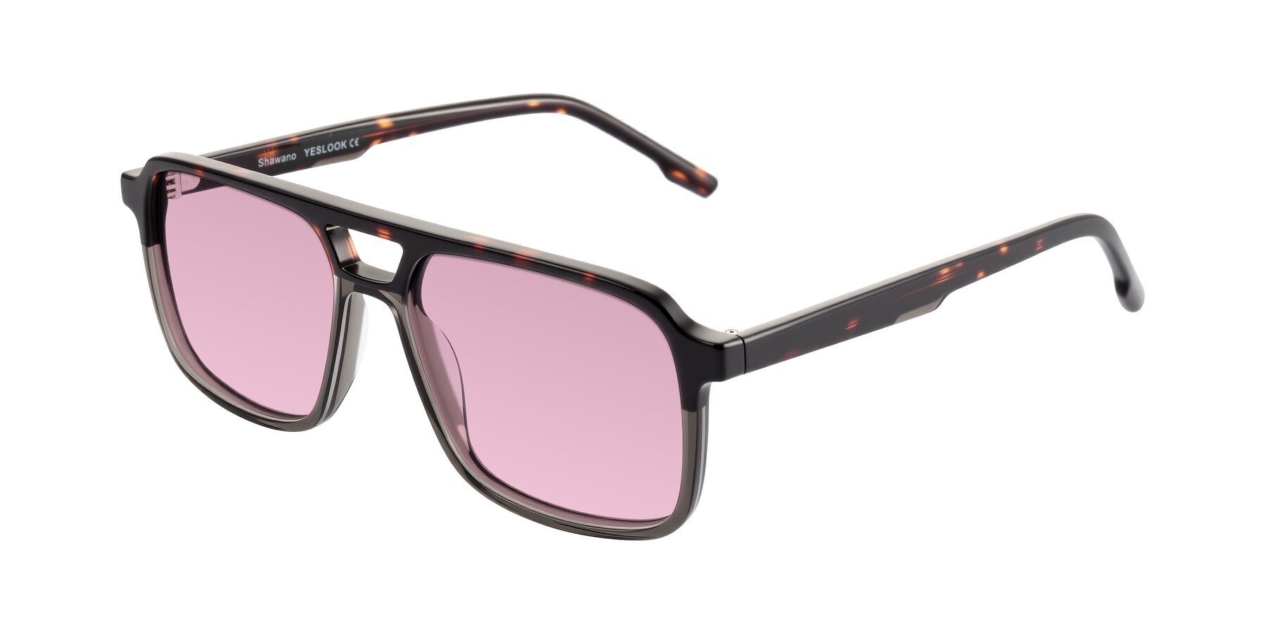 Angle of Shawano in Tortoise/Transparent Gray with Light Wine Tinted Lenses