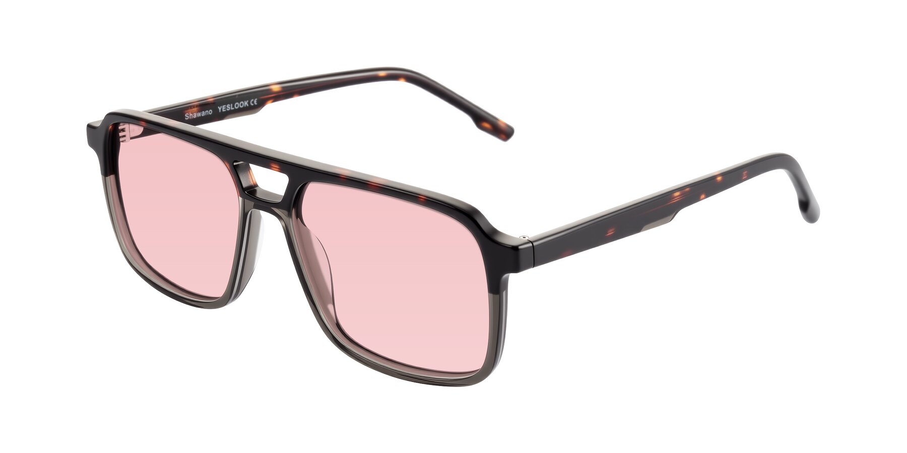 Angle of Shawano in Tortoise/Transparent Gray with Light Garnet Tinted Lenses