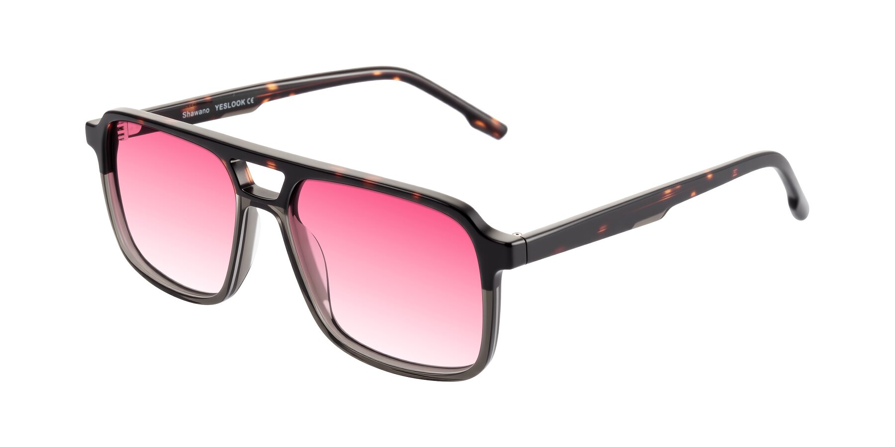 Angle of Shawano in Tortoise/Transparent Gray with Pink Gradient Lenses
