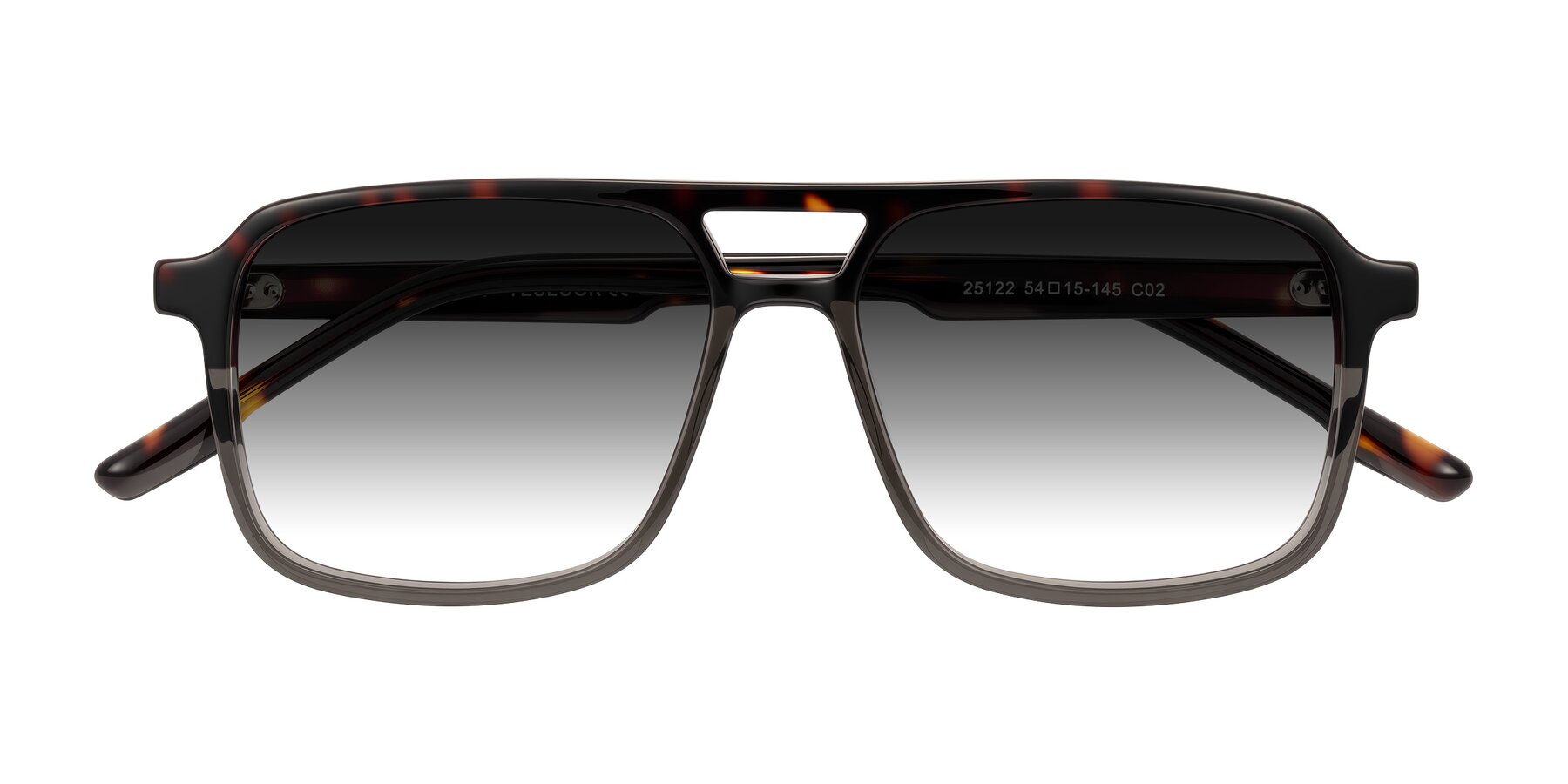 Folded Front of Shawano in Tortoise/Transparent Gray with Gray Gradient Lenses