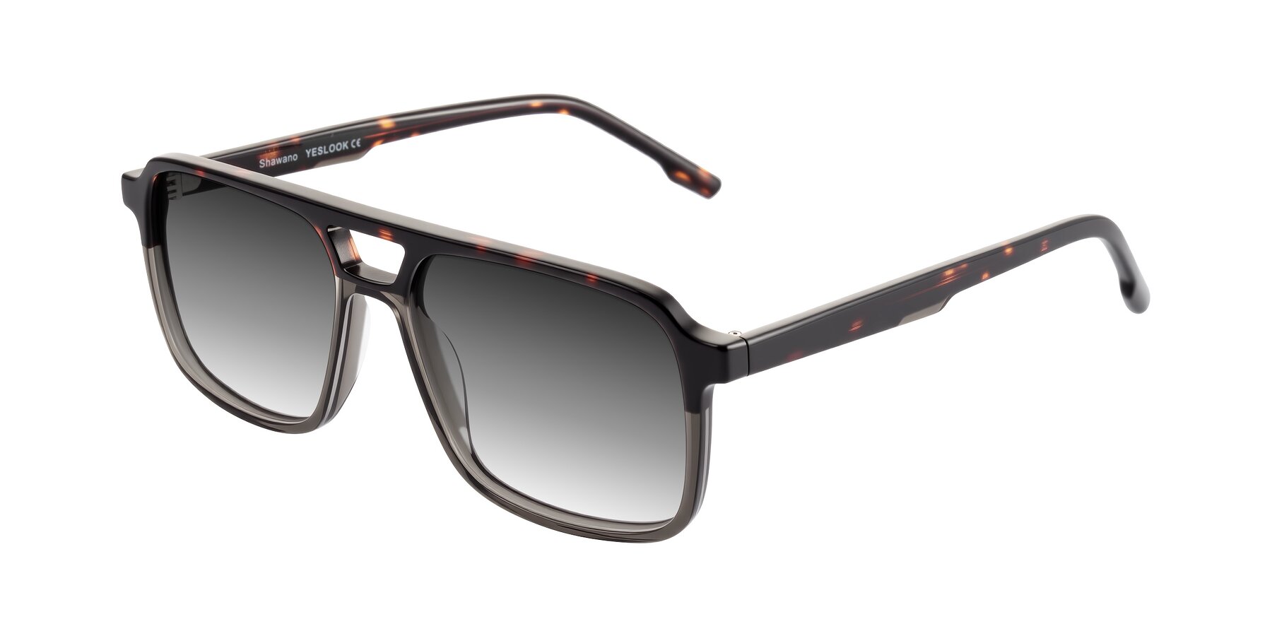Angle of Shawano in Tortoise/Transparent Gray with Gray Gradient Lenses