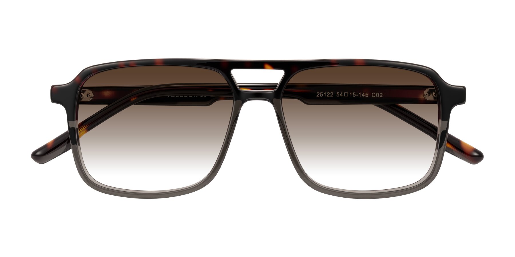 Folded Front of Shawano in Tortoise/Transparent Gray with Brown Gradient Lenses