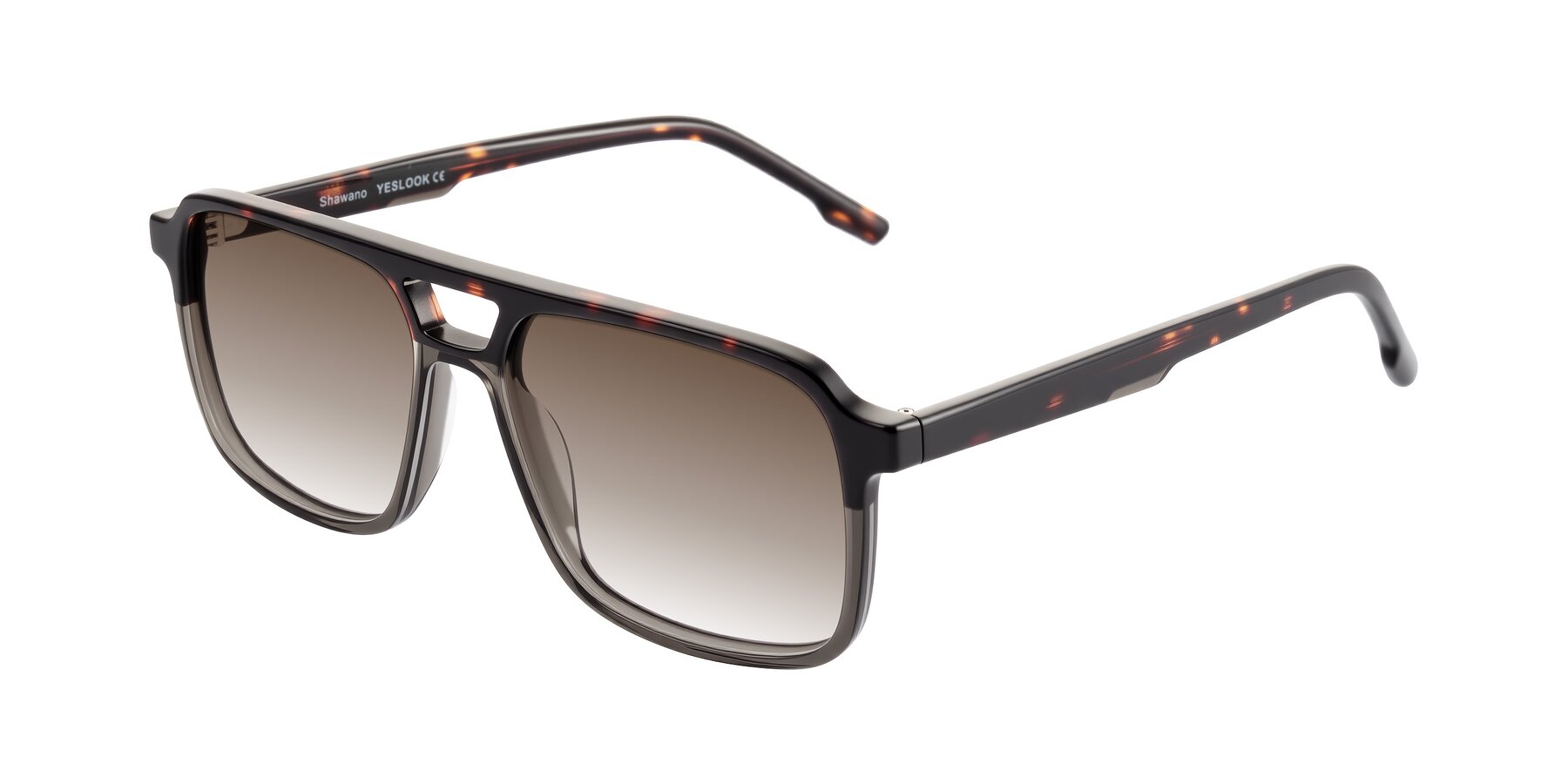 Angle of Shawano in Tortoise/Transparent Gray with Brown Gradient Lenses