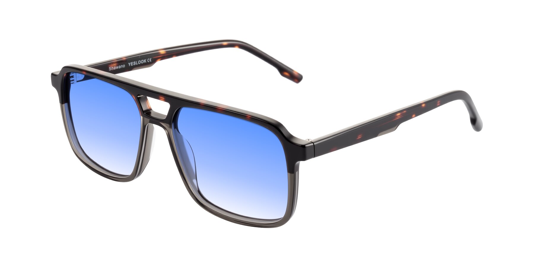 Angle of Shawano in Tortoise/Transparent Gray with Blue Gradient Lenses