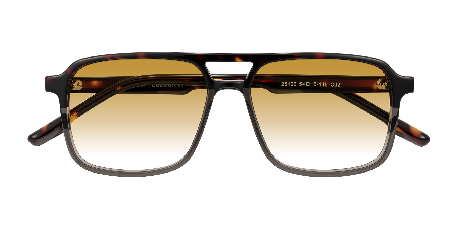 Folded Front of Shawano in Tortoise/Transparent Gray with Champagne Gradient Lenses
