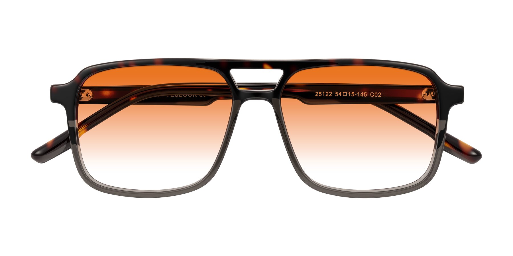 Folded Front of Shawano in Tortoise/Transparent Gray with Orange Gradient Lenses