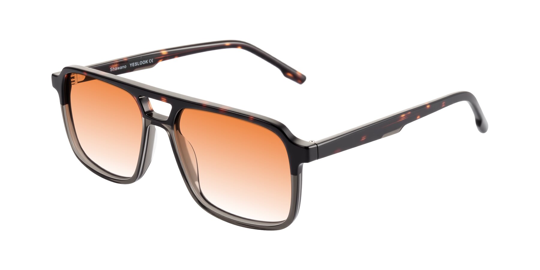 Angle of Shawano in Tortoise/Transparent Gray with Orange Gradient Lenses