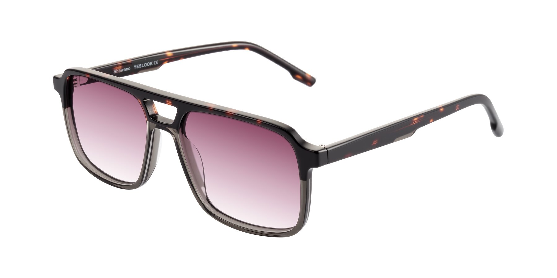 Angle of Shawano in Tortoise/Transparent Gray with Wine Gradient Lenses