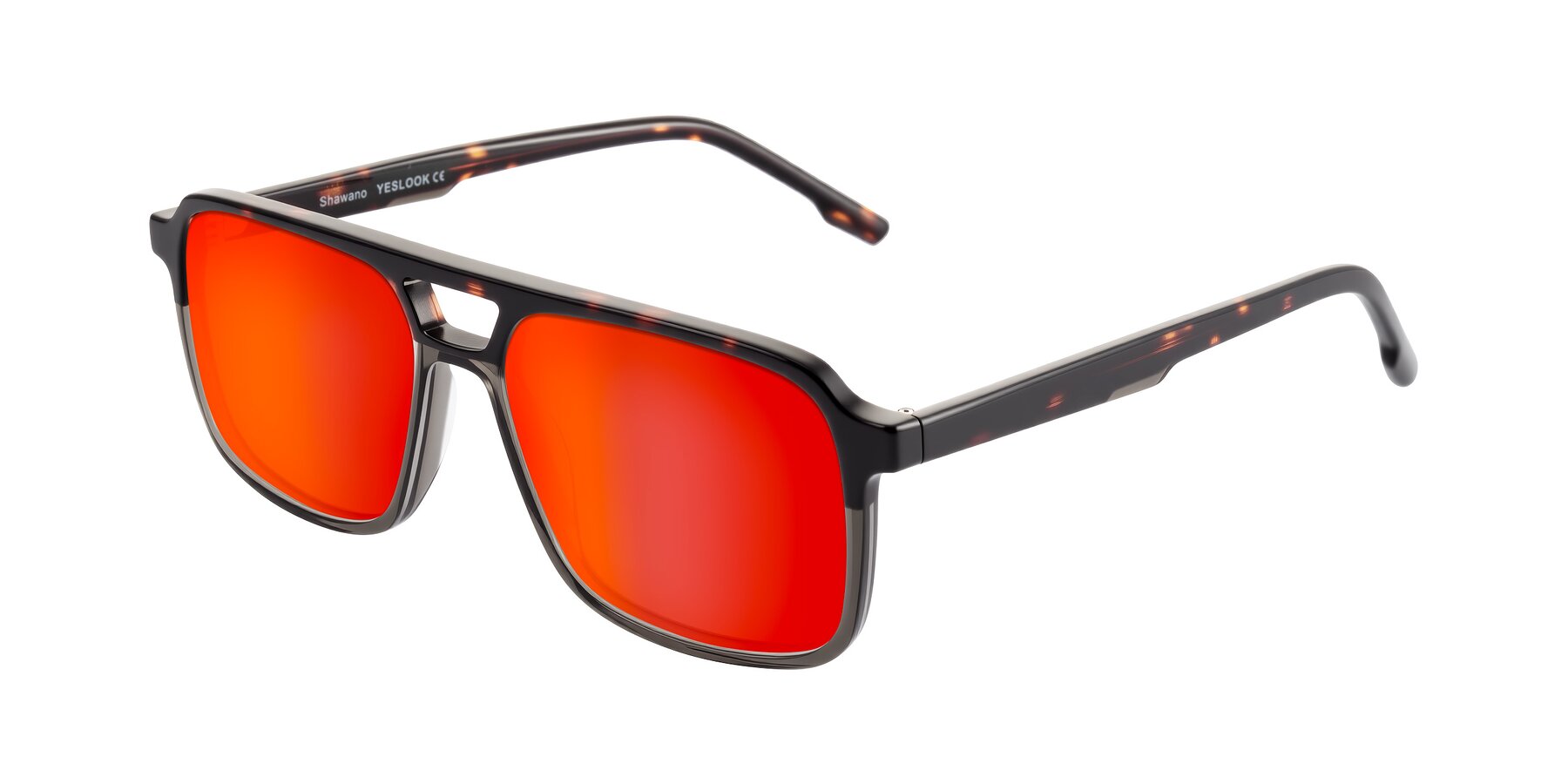 Angle of Shawano in Tortoise/Transparent Gray with Red Gold Mirrored Lenses