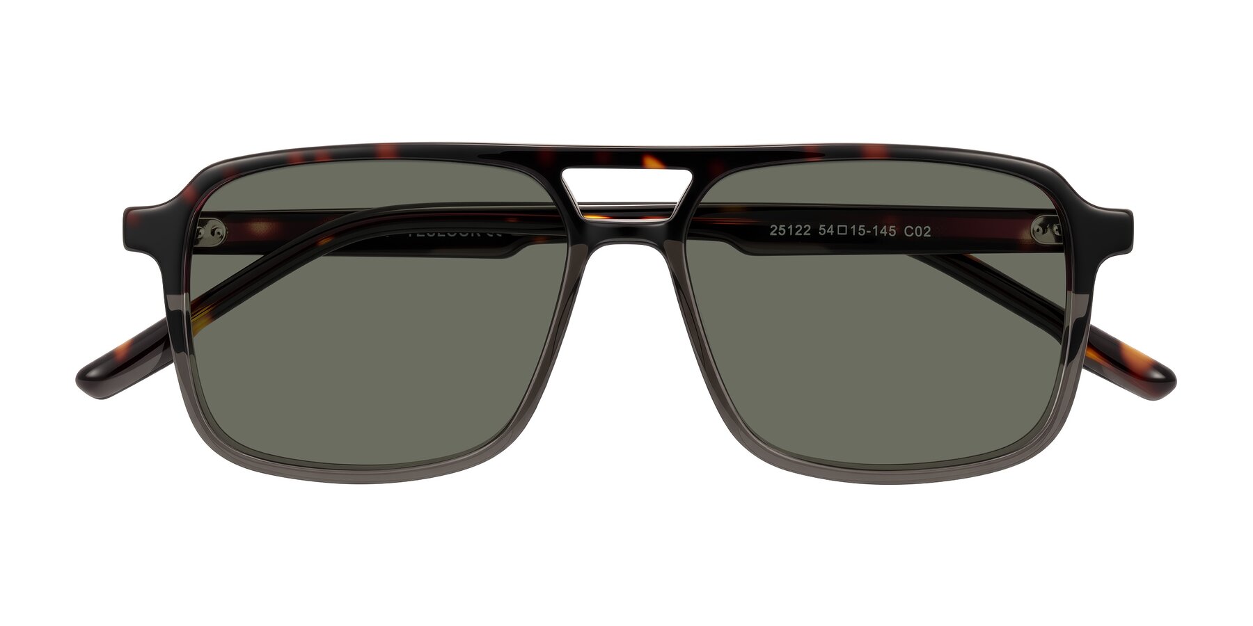 Folded Front of Shawano in Tortoise/Transparent Gray with Gray Polarized Lenses