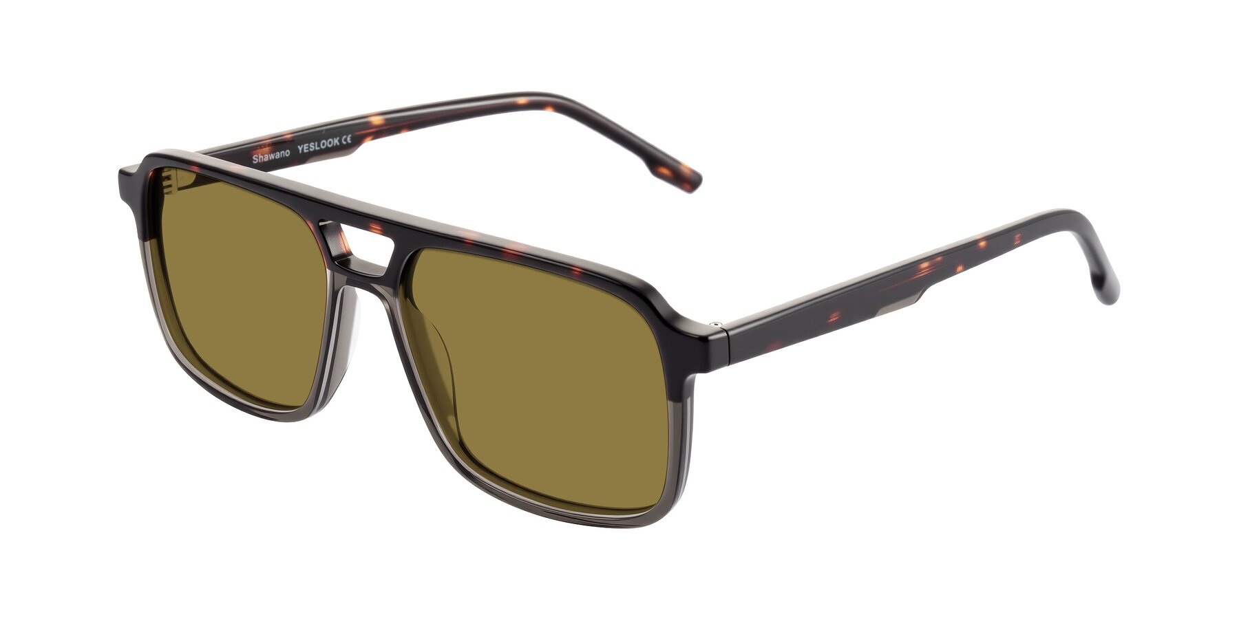 Angle of Shawano in Tortoise/Transparent Gray with Brown Polarized Lenses