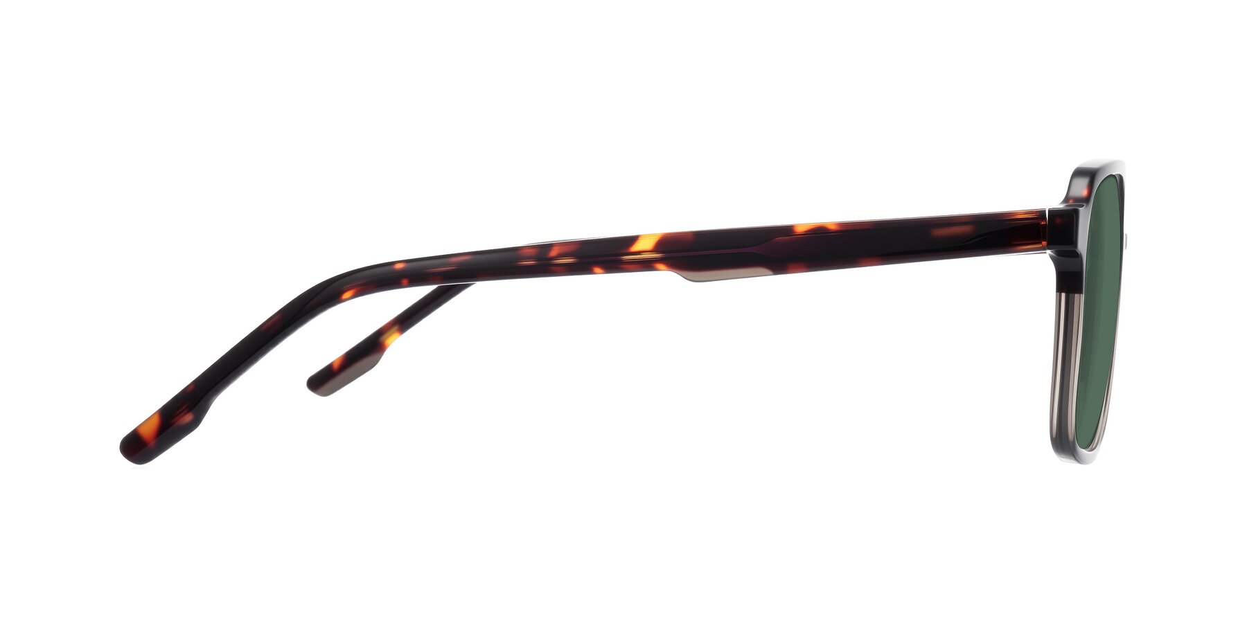 Side of Shawano in Tortoise/Transparent Gray with Green Polarized Lenses