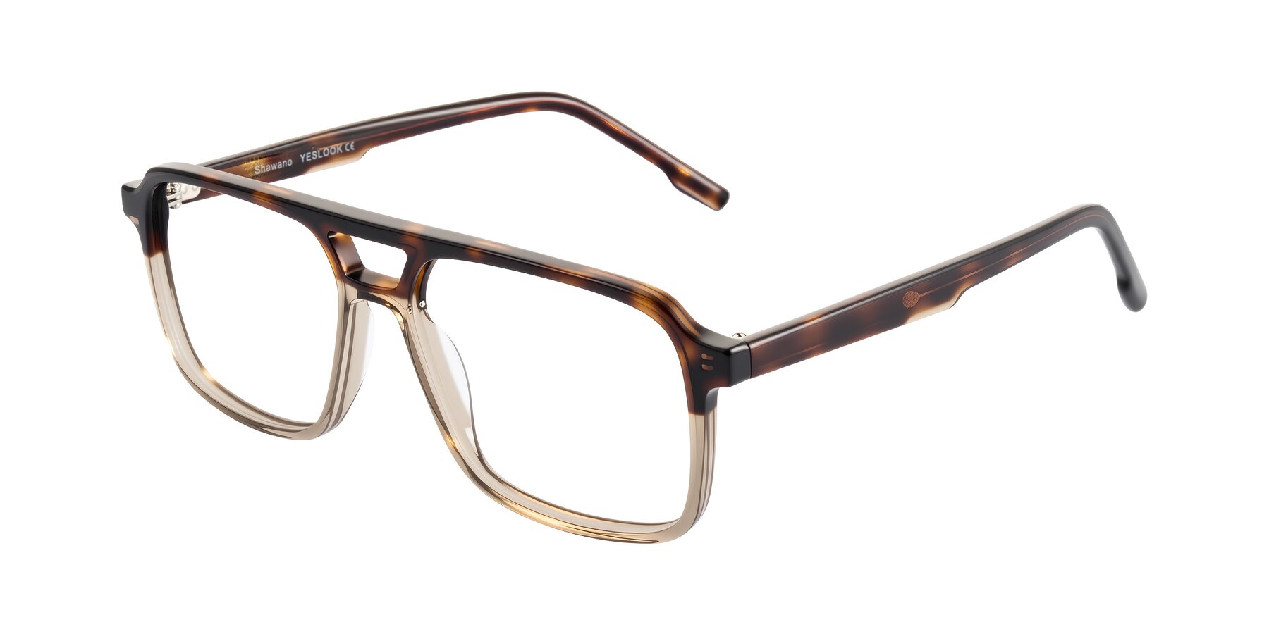 Angle of Shawano in Tortoise/Transparent Brown with Clear Blue Light Blocking Lenses