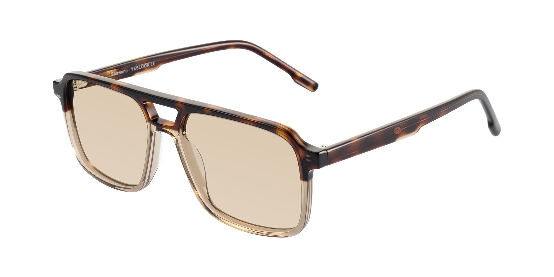 Angle of Shawano in Tortoise/Transparent Brown with Light Brown Tinted Lenses