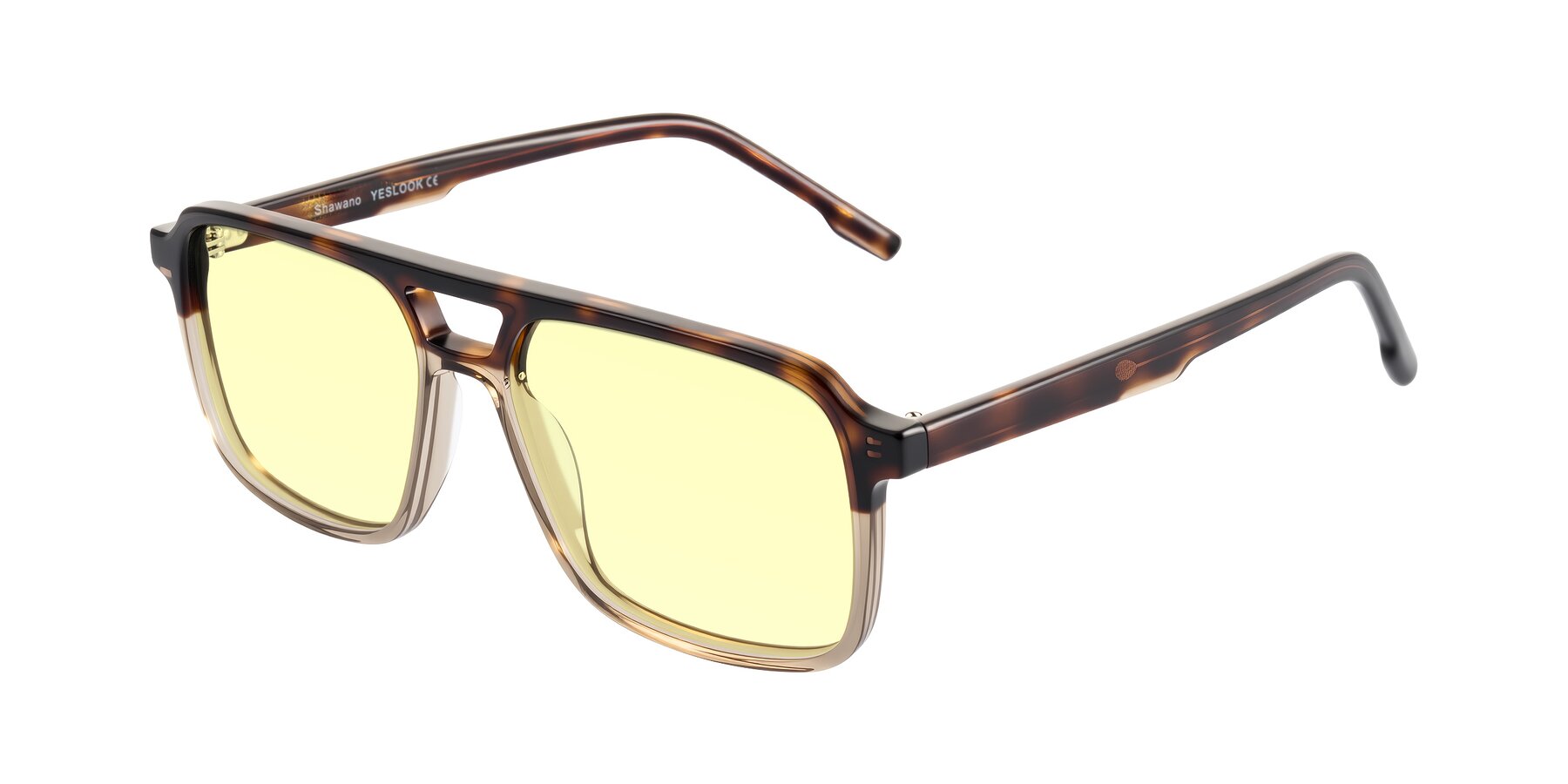 Angle of Shawano in Tortoise/Transparent Brown with Light Yellow Tinted Lenses