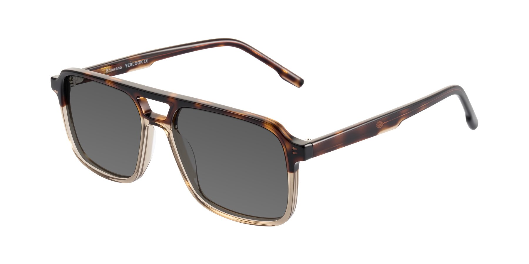Angle of Shawano in Tortoise/Transparent Brown with Medium Gray Tinted Lenses