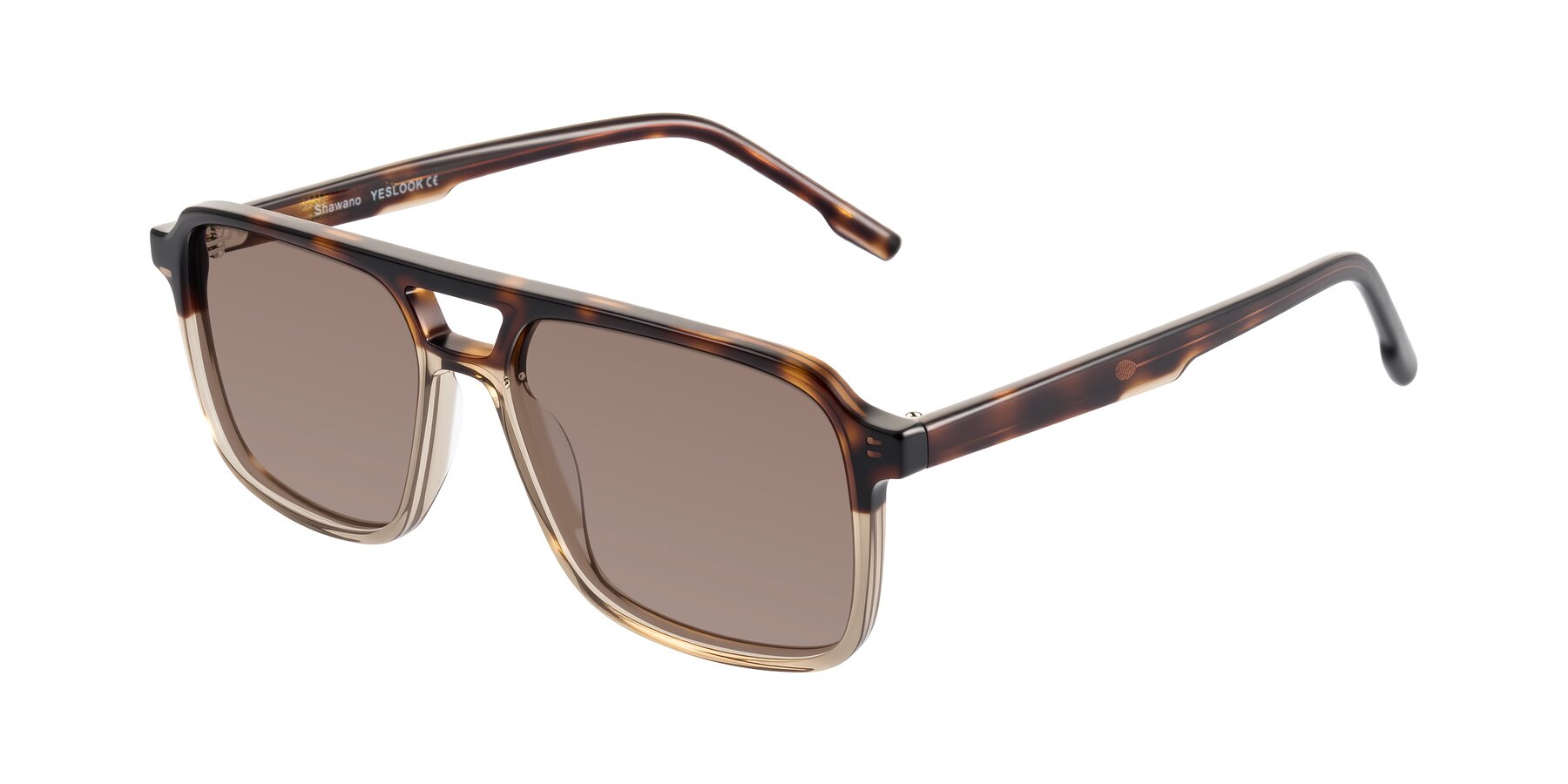 Angle of Shawano in Tortoise/Transparent Brown with Medium Brown Tinted Lenses