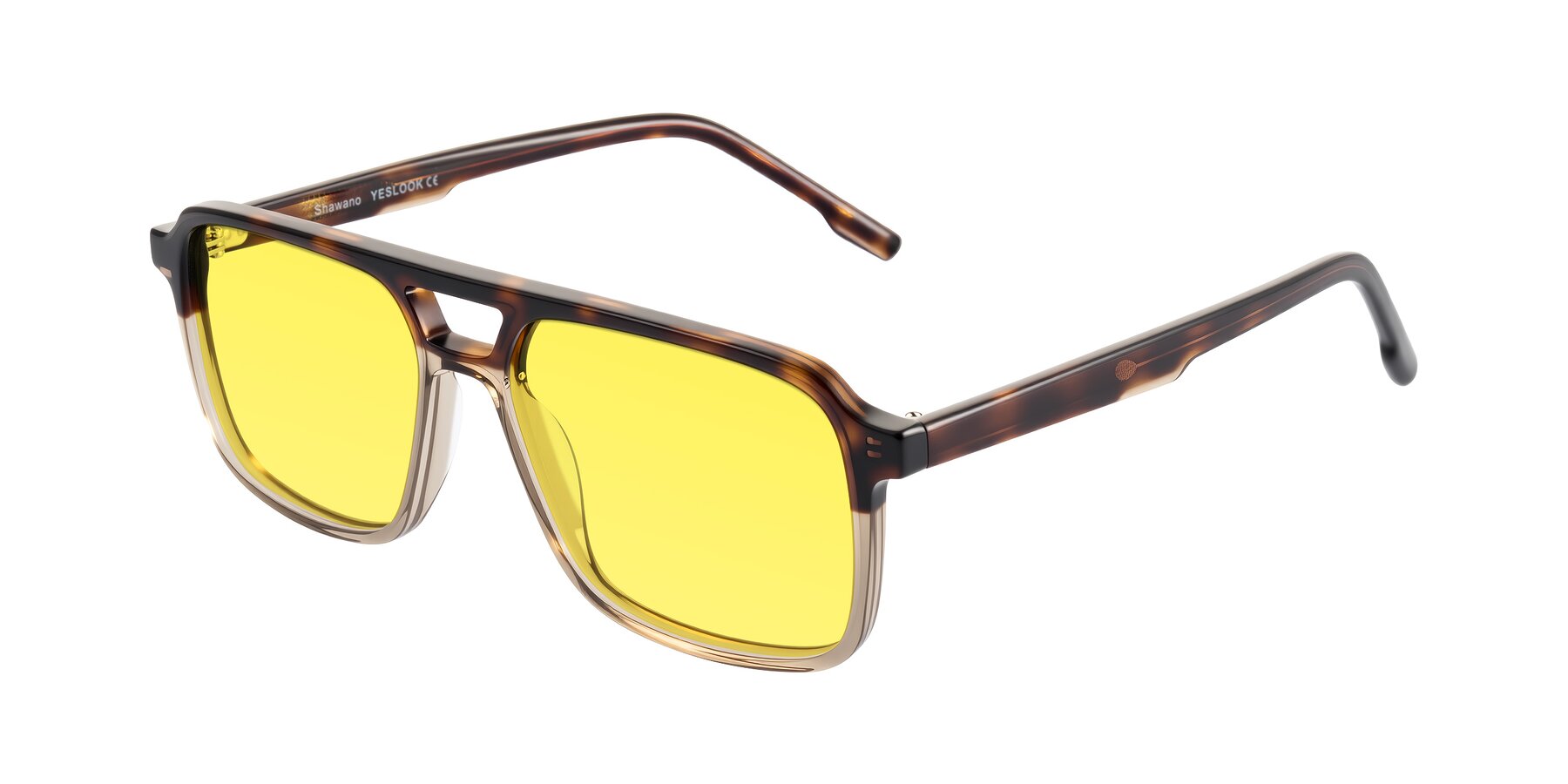 Angle of Shawano in Tortoise/Transparent Brown with Medium Yellow Tinted Lenses