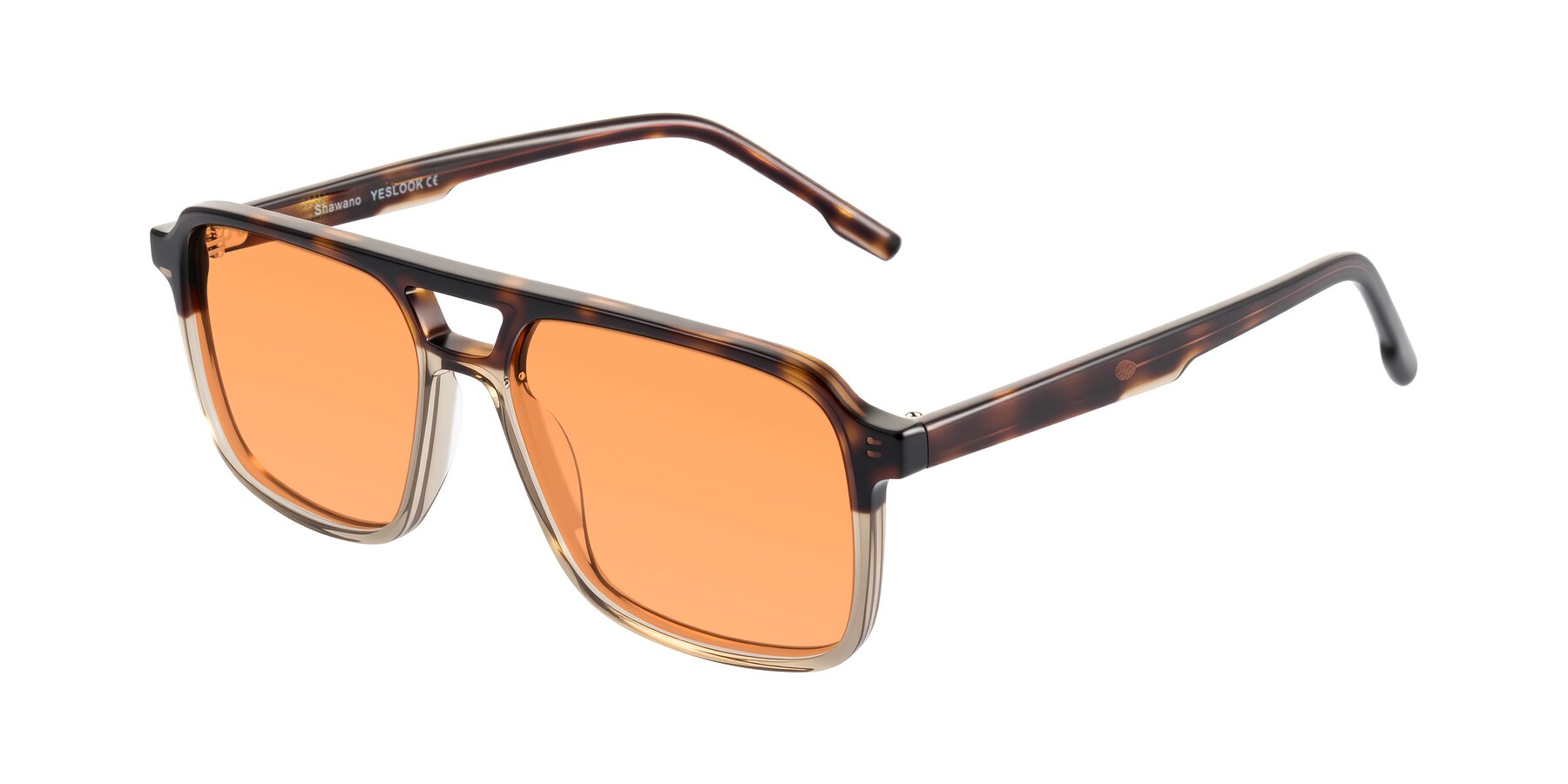 Angle of Shawano in Tortoise/Transparent Brown with Medium Orange Tinted Lenses