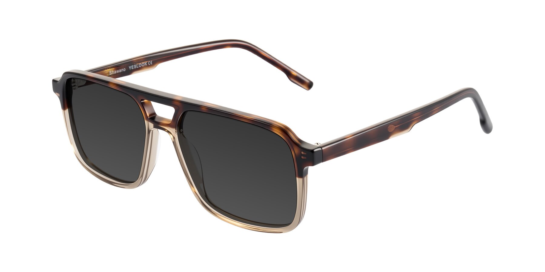 Angle of Shawano in Tortoise/Transparent Brown with Gray Tinted Lenses