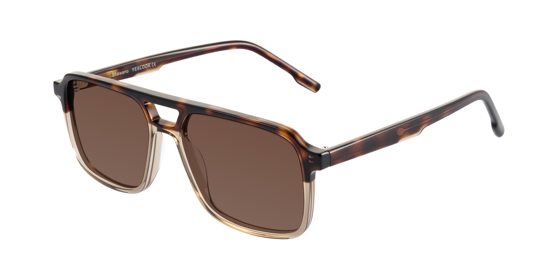 Angle of Shawano in Tortoise/Transparent Brown with Brown Tinted Lenses