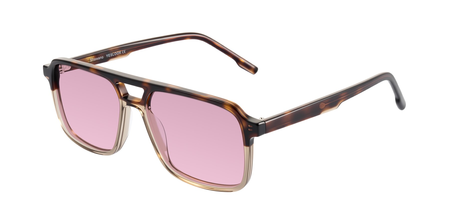 Angle of Shawano in Tortoise/Transparent Brown with Light Wine Tinted Lenses