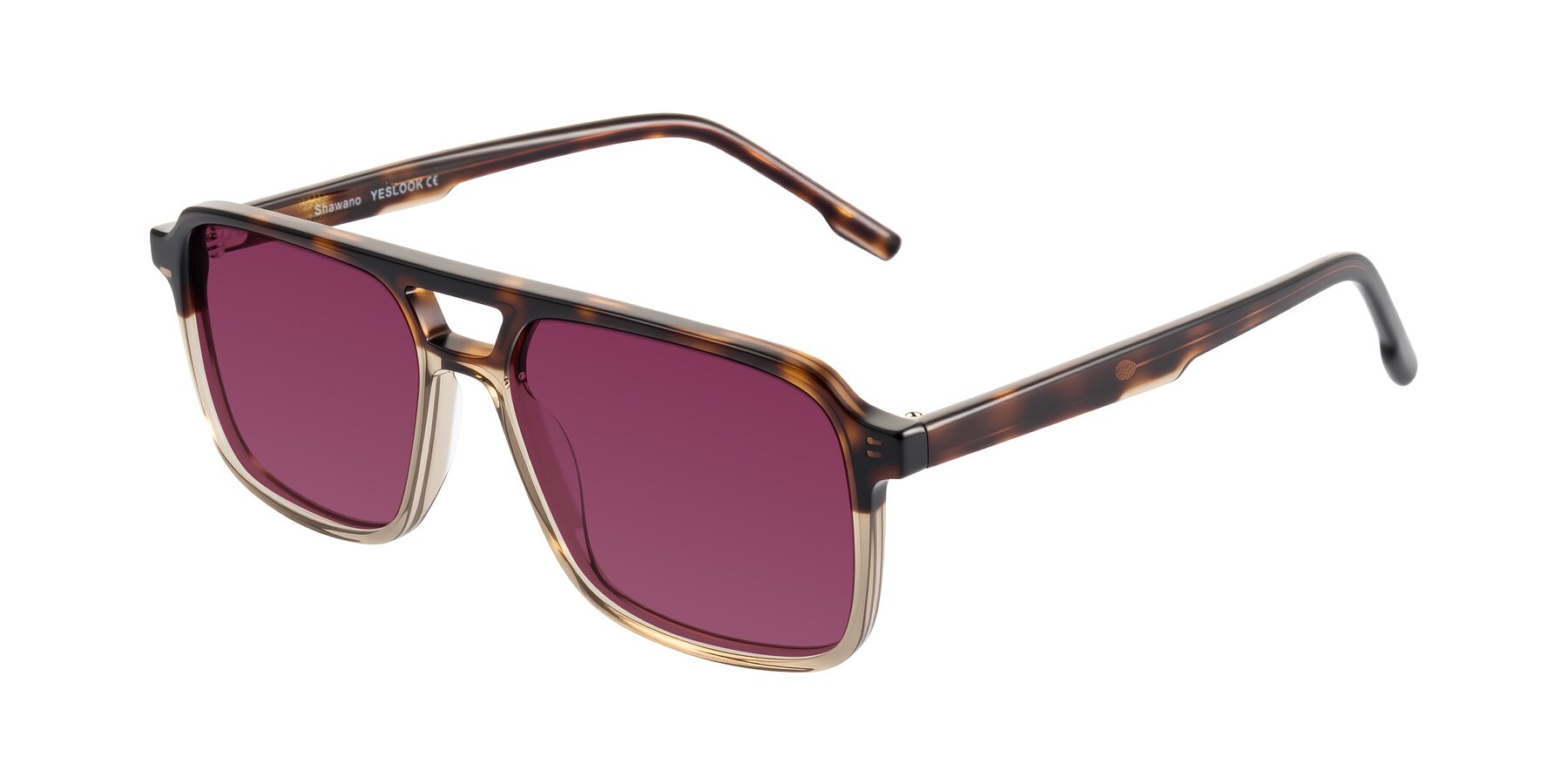 Angle of Shawano in Tortoise/Transparent Brown with Wine Tinted Lenses