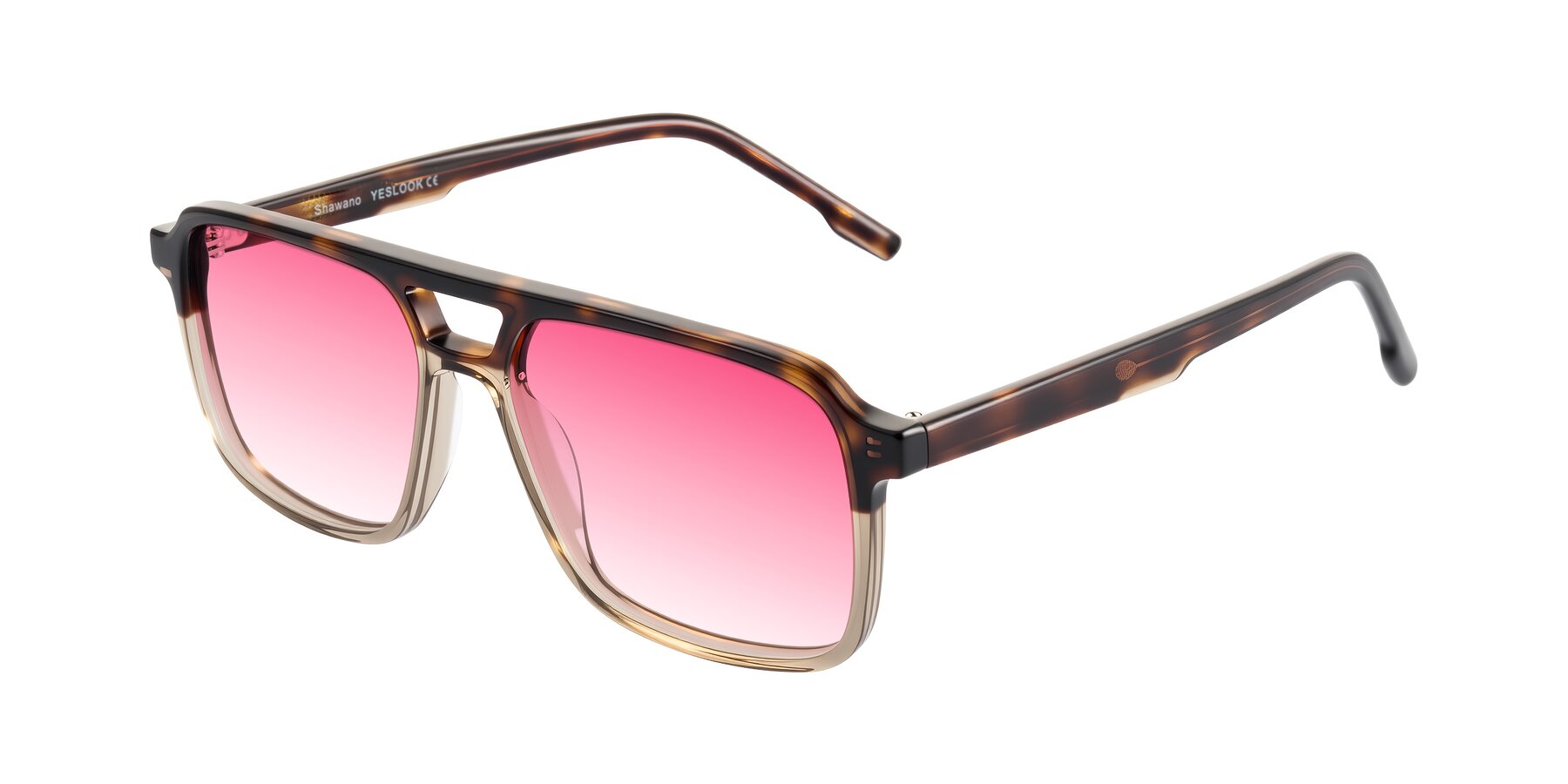 Angle of Shawano in Tortoise/Transparent Brown with Pink Gradient Lenses