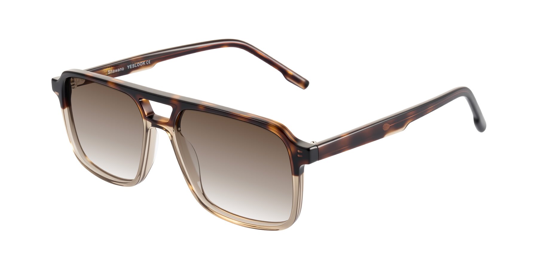 Angle of Shawano in Tortoise/Transparent Brown with Brown Gradient Lenses